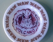 volcano milk glass plate hand painted reworked