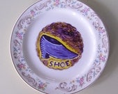 shoe china plate hand painted reworked