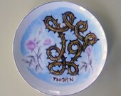SALE thorn (with pink roses) china plate