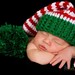 Photo Prop Christmas Santa Elf Hat In Red And White with Green Pompom