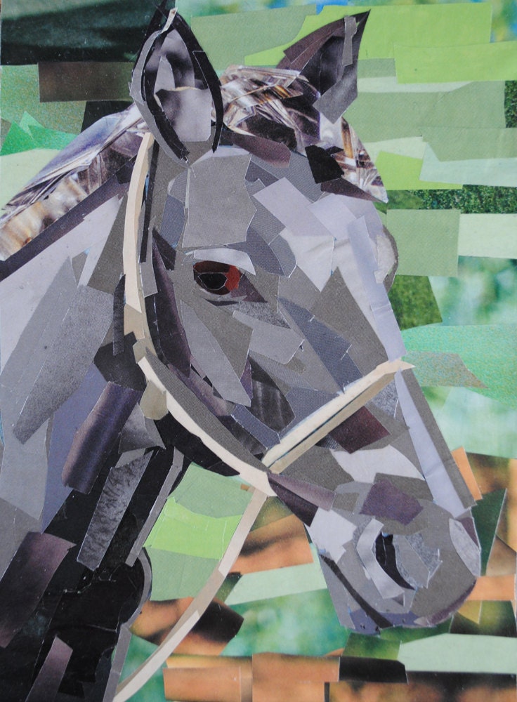 Portrait of a Horse, 7x5 inch ORIGINAL COLLAGE ART