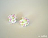 20mm tiny rosette fabric button stud earrings