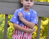 Patriotic Tie Dye T Shirt, Youth, short sleeve, heavy cotton, hand dyed, red, white, blue, Memorial Day, 4th of July