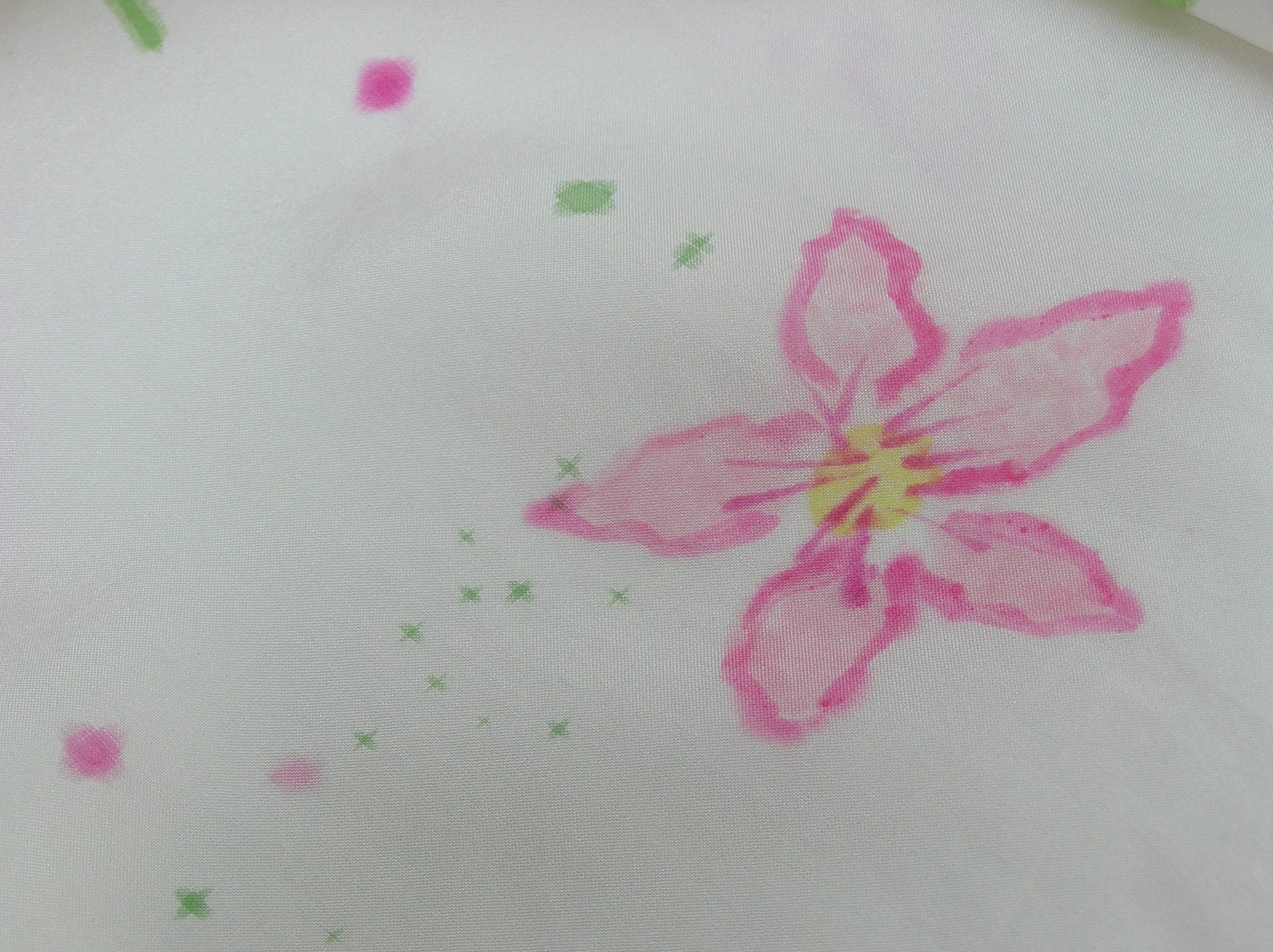 SILK SCARF flowers, hand dyed, Spring Blossoms, pink, green