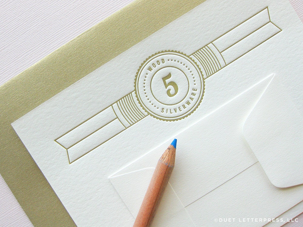 letterpress fifth anniversary card