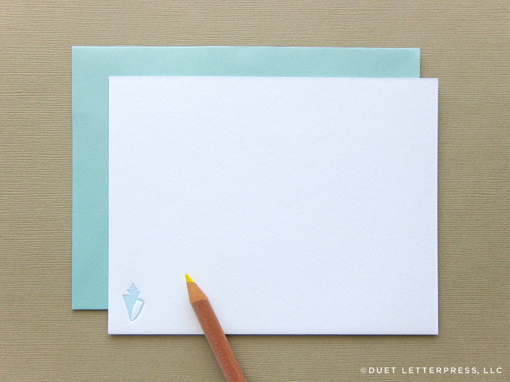 letterpress sea shell note cards