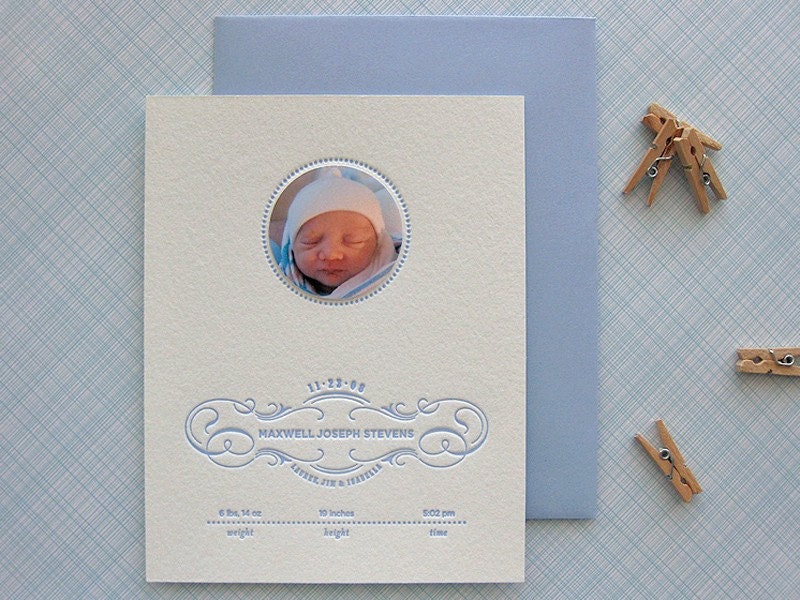 custom letterpress baby announcements