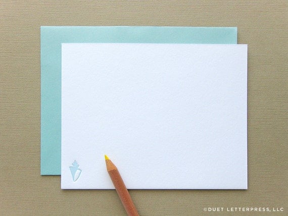 letterpress sea shell note cards