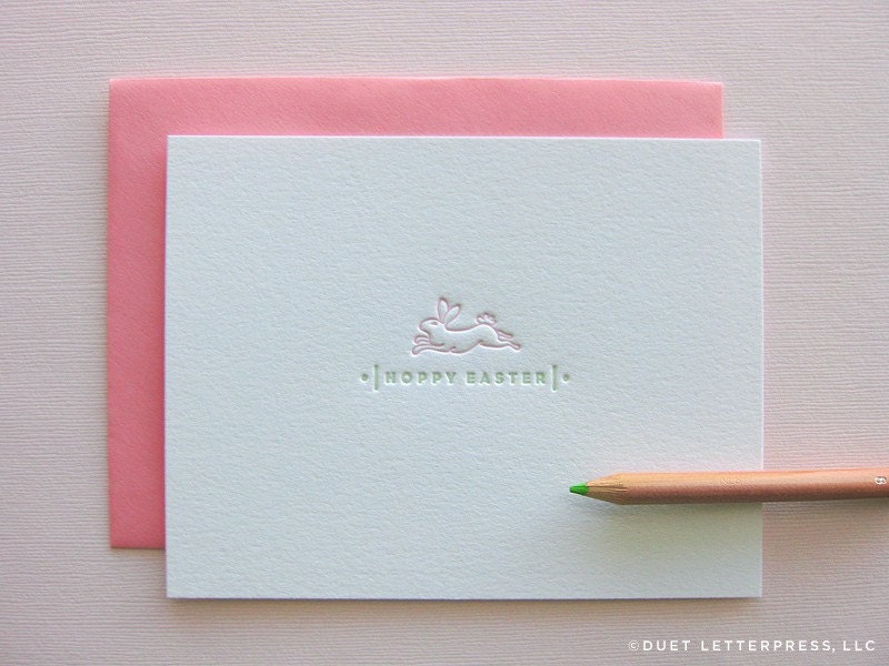 letterpress hoppy easter card