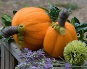 Needle Felted Pumpkin Twin Sculptures