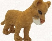 Needle Felted Mountain Lion Wool Art Collectible