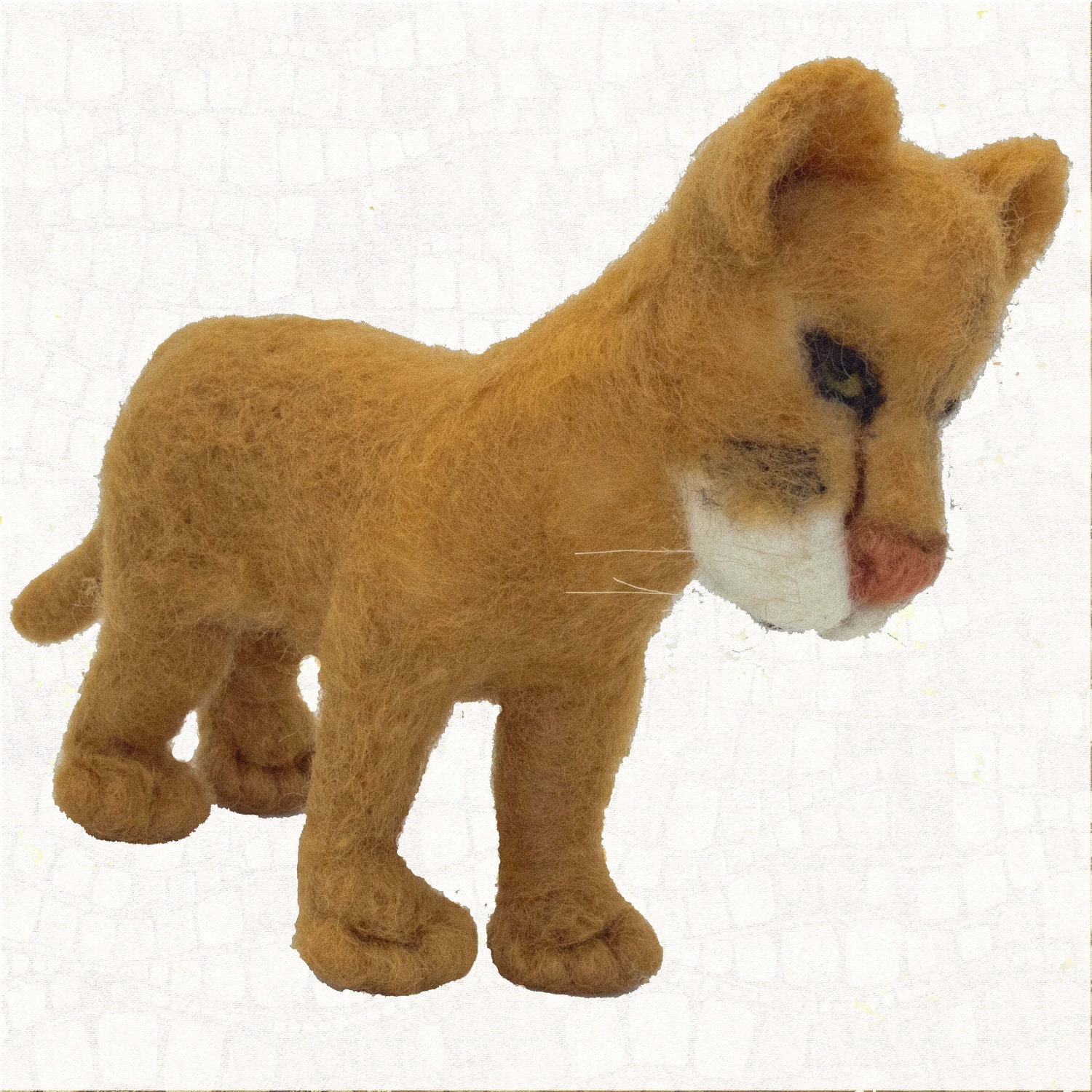 Needle Felted Mountain Lion Wool Art Collectible
