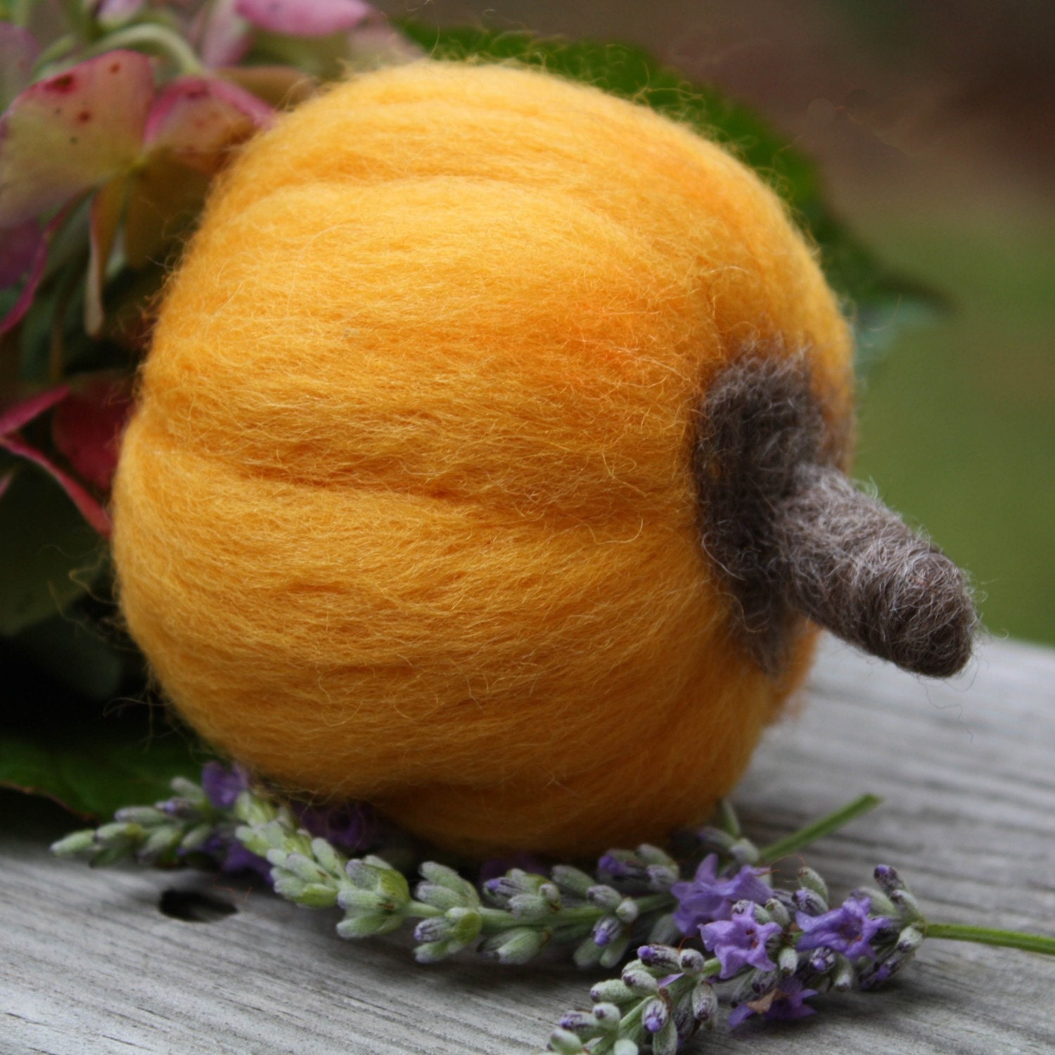Needle Felted Pumpkin Sculpture Golden Wool