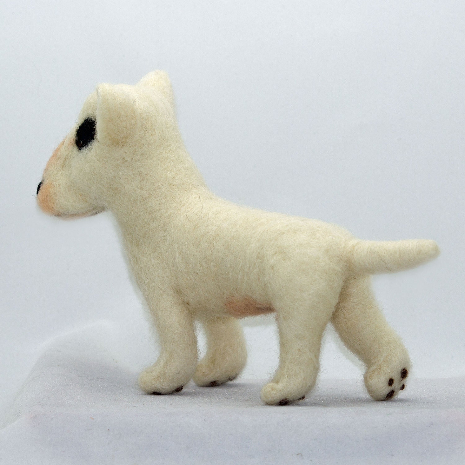 Needle Felted Dog Bull Terrier Soft Sculpture Wool Gift Collectible