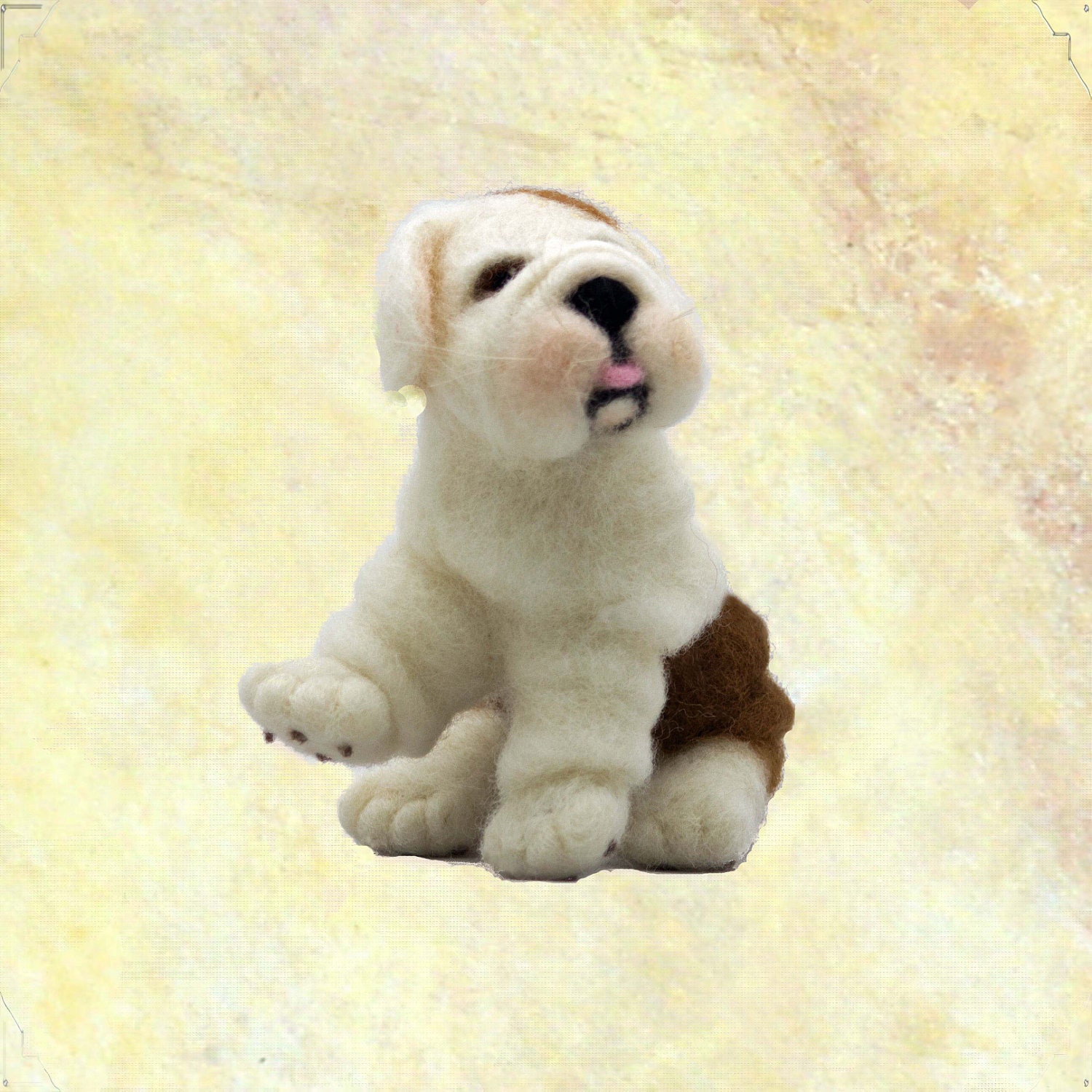 Needle Felted Dog English Bulldog Puppy Gift Or Collectible