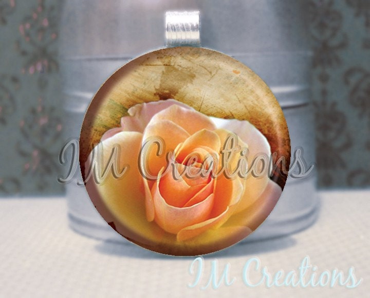 Round Wood Pendant PLUS Necklace - Romantic Rose (No. RND131)