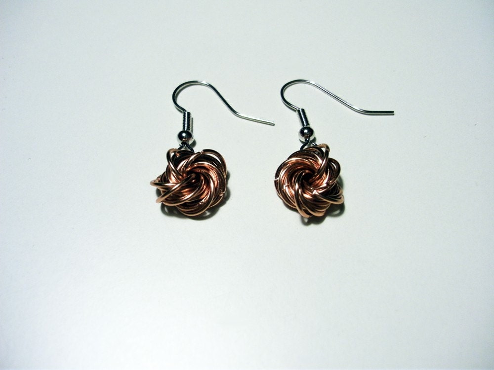 Chainmail Mobius Earrings - Copper