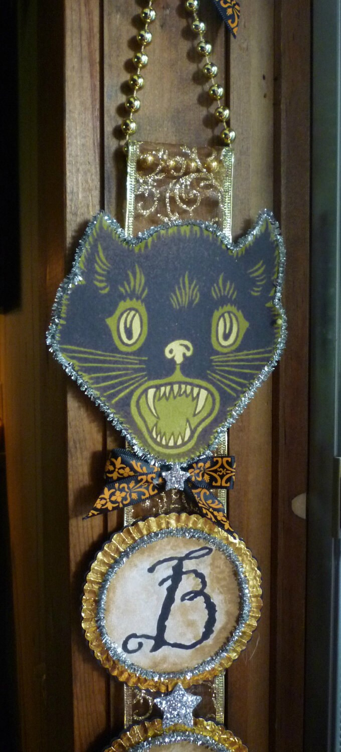 Vintage Inspired Vertical Banner - BOO Black Cat