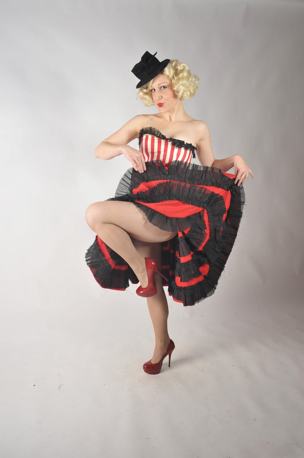 Vintage 1940s Circus Dress // The Cirque du Flirt Amazing Authentic Red and White Striped Can-Can Performance Dress - FabGabs Vintage 1940s Circus Dress // The Cirque du Flirt Amazing Authentic Red and White Striped Can-Can Performance Dress - FabGabs