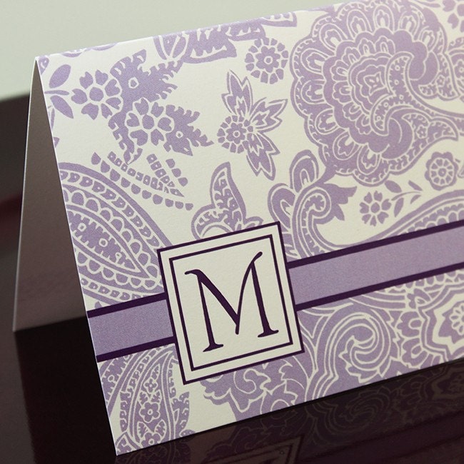 Majestic Monogram Personalized Note Cards-Set of 10 folded cards - Choose Color