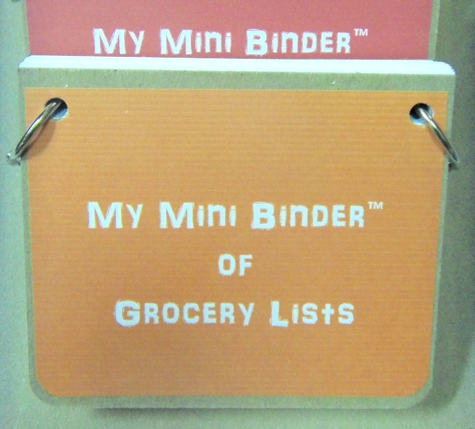 Introducing "My Mini Binder of Grocery Lists"-Never Lose Your Grocery List Again. Keep them all in one place-Tangerine