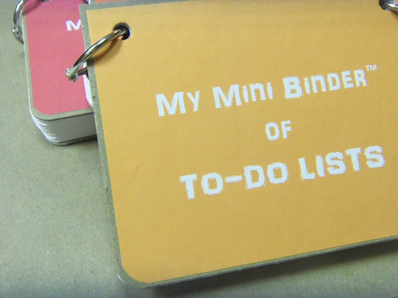 Never Lose Your To-Do List Again : ) The Mini Binder Series-(My 100 Card To-Do Lists/Journal with Quotes)-Mango