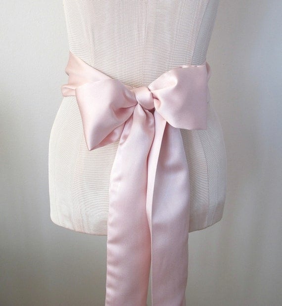 Pink Satin Sash Wedding Sash Bridesmaid Sashes Bow by ccdoodle