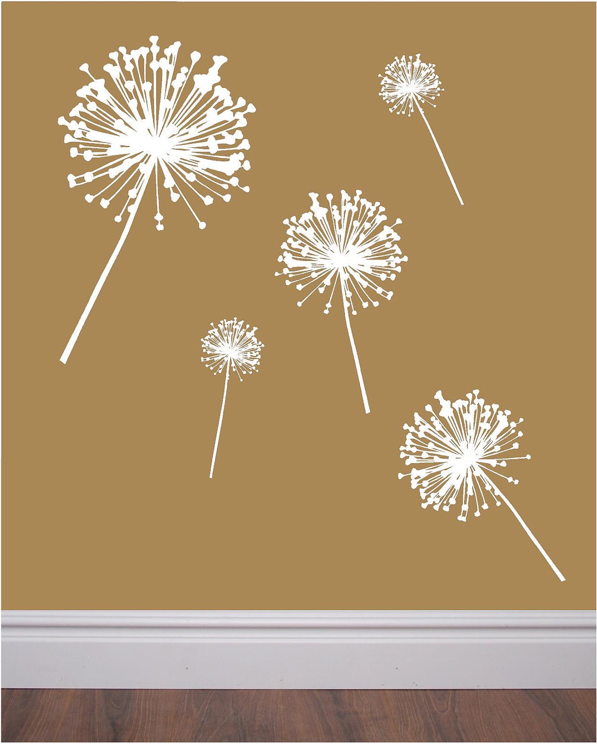 Set of 7 vinyl dandelion wall decals - dress up any space - nursery, living room, bedroom decor