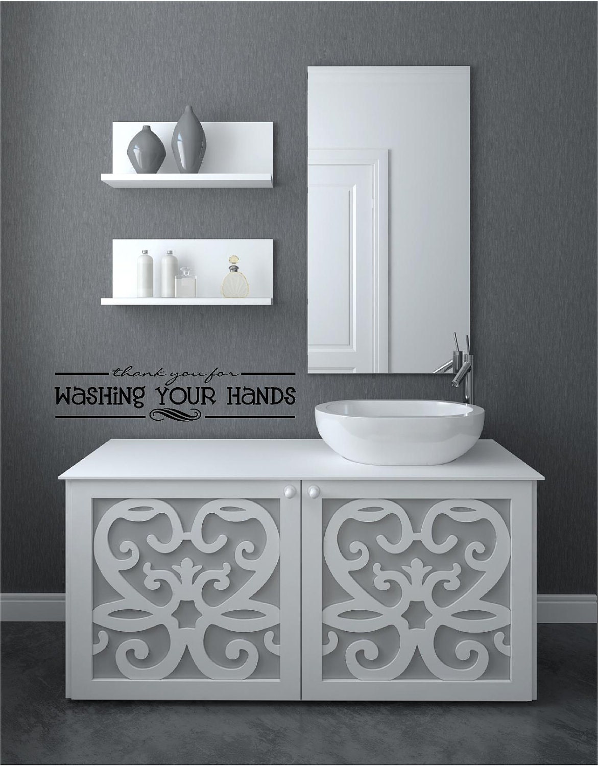 Thank you for WASHING YOUR HANDS - vinyl wall decal - great reminder for your bathroom