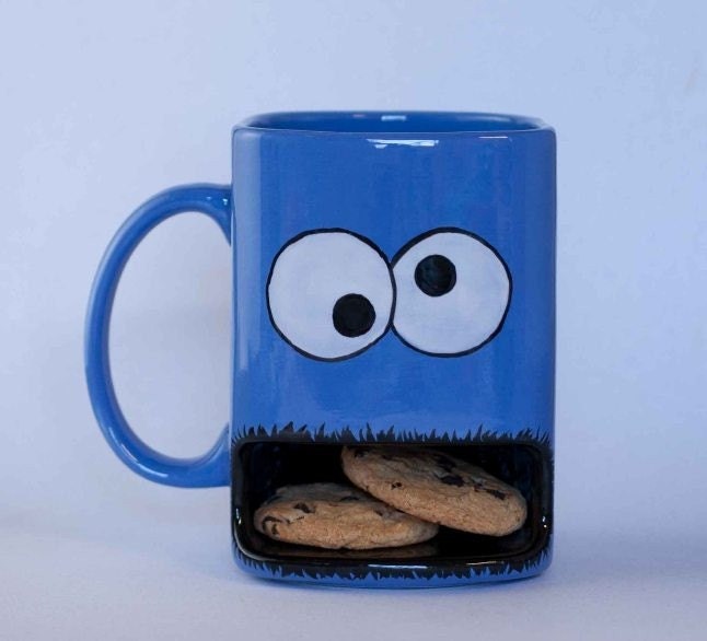 Cookie monster type dunk mug by apiecebydenise on Etsy