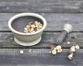 Cream and Brown Mortar and Pestle