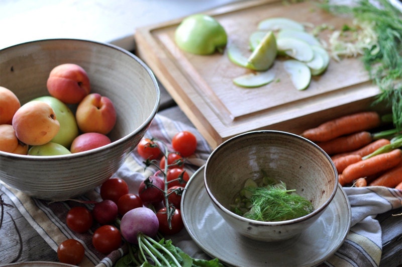 Large Rustic Cream Serving Bowl