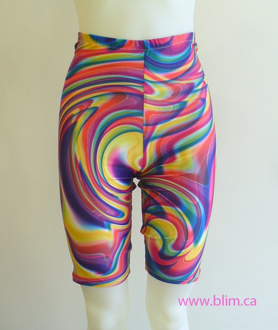 Psychedelic Rainbow Swirl Bike Shorts