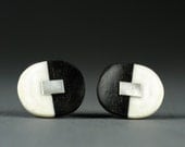 Black, White & Silver Oval Earrings