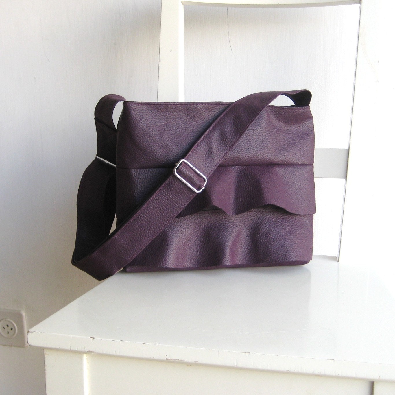 Ruffle Deep Purple Handbag - Crossbody