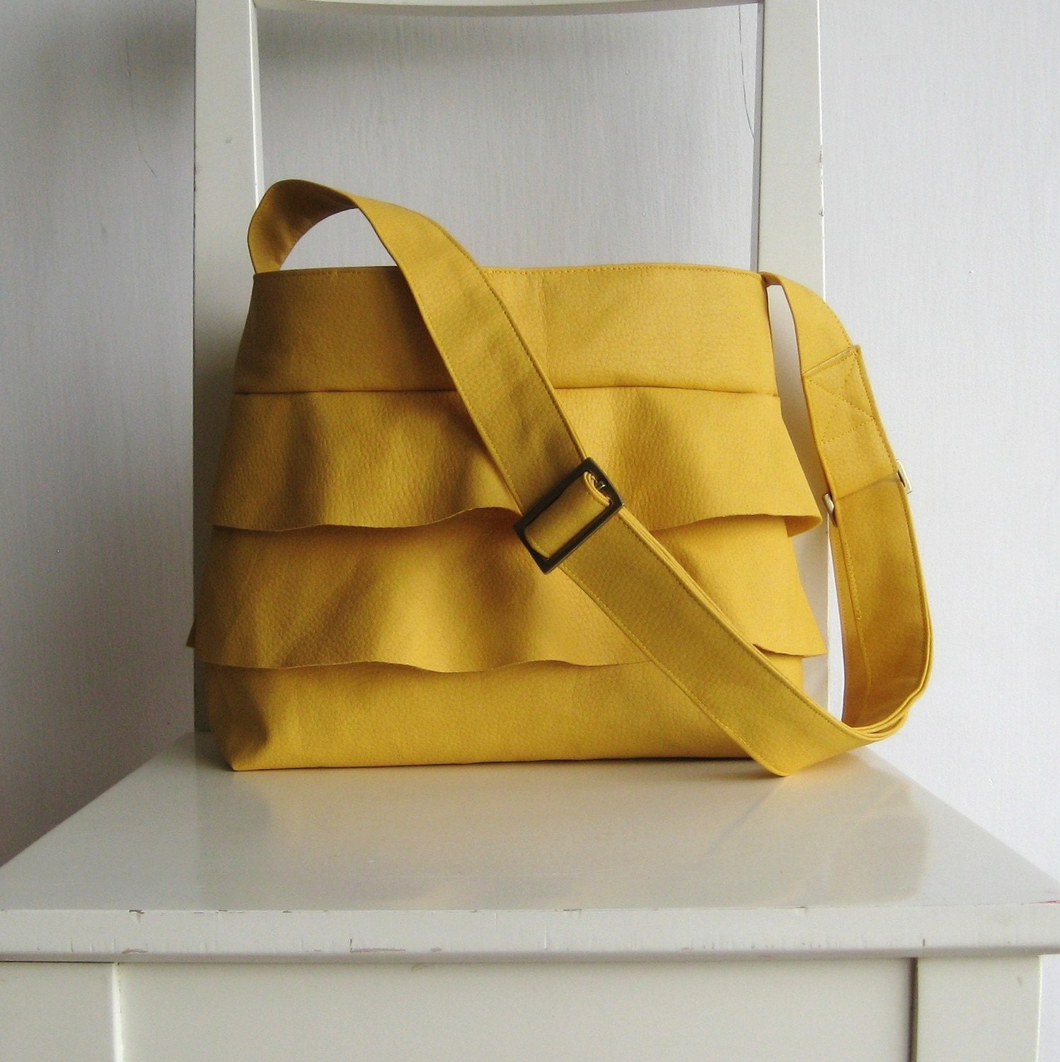 Ruffled Yellow Handbag - Crossbody