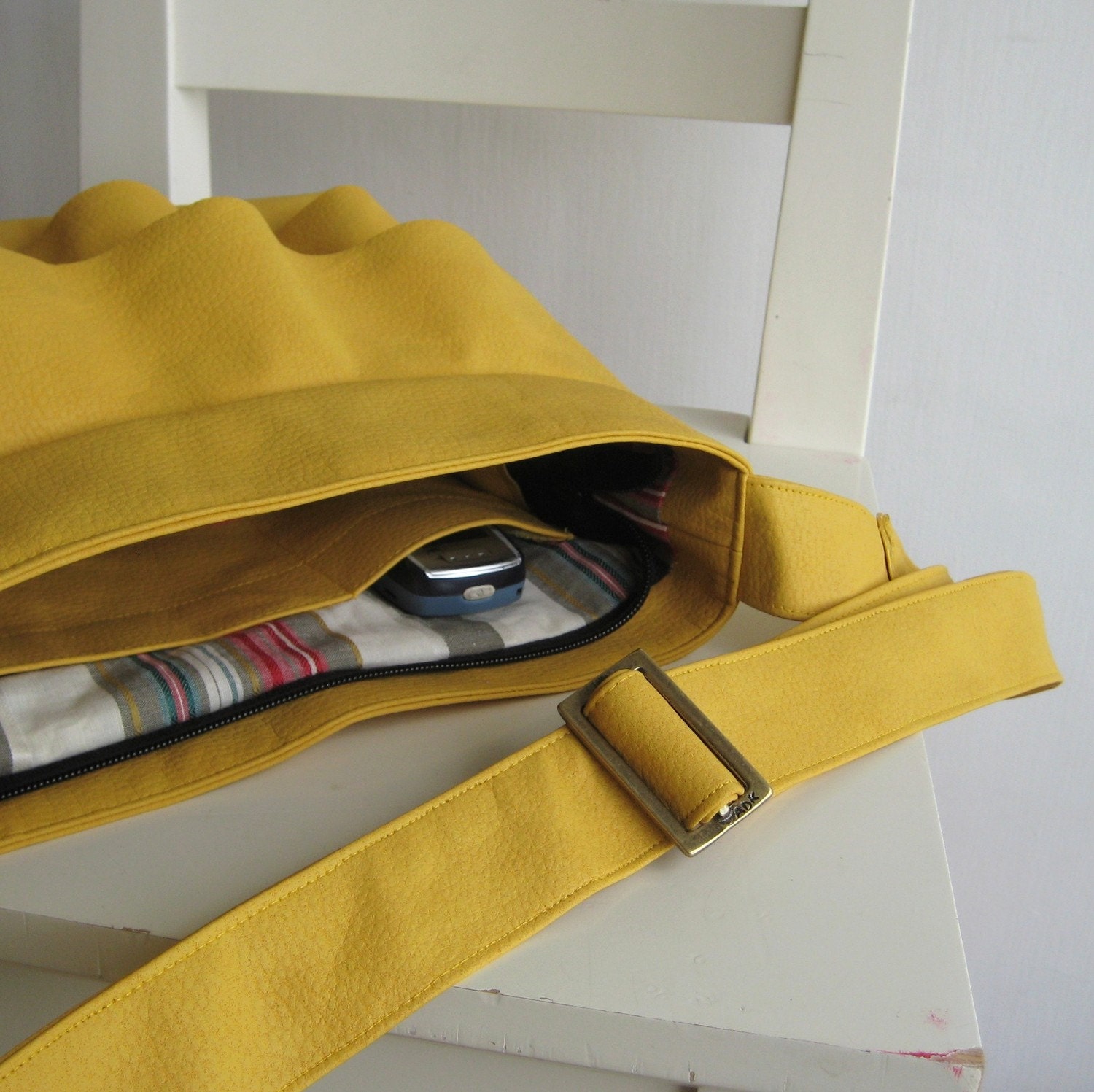 Ruffled Yellow Handbag - Crossbody