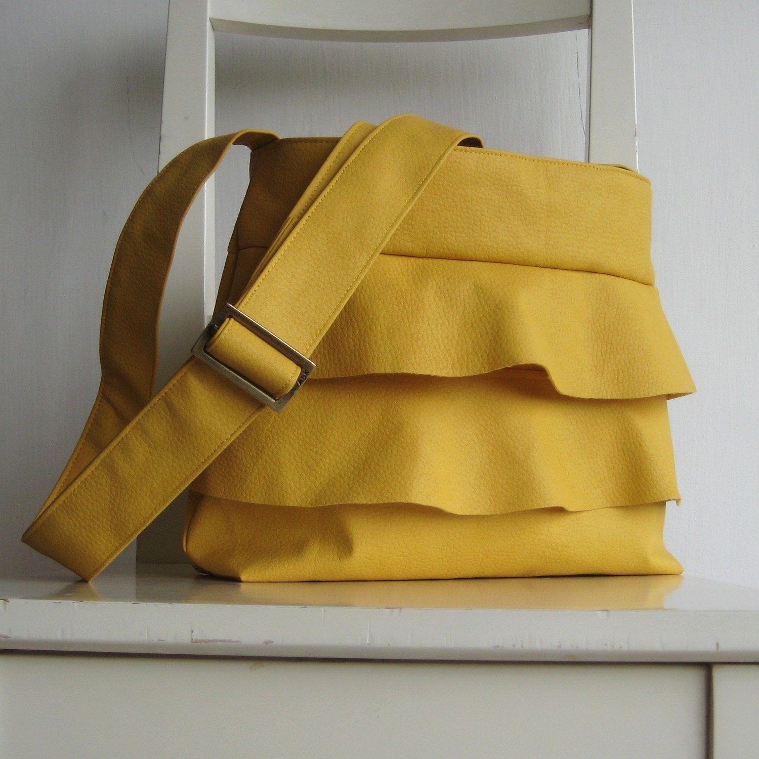 Ruffled Yellow Handbag - Crossbody