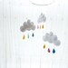 Cloud mobile for nursery... 3 clouds hang on a circle ring
