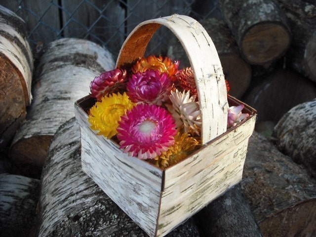 Small Birch Bark Berry Basket, makes a wonderful Flowergirl basket.