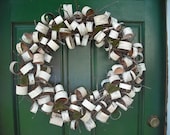 Large birch bark loop wreath with twigs and moss for your nature, woodland rustic home.