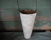 Birch bark cone vase for a flower girl or decoration for spring woodland nature wedding, or to use in your rustic home.