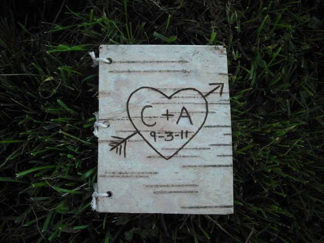 Small Birch bark journal.  Engraved with your initials and a date. A nice addition to your rustic, woodland, nature wedding.