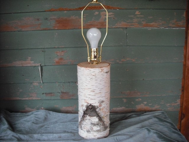 White Birch log table lamp, for a touch of the woods in your home.