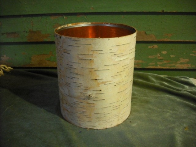 Set of 10 Birch Bark  flower vases.  Made from New Hampshire bark. Made with a recycled can. Nice for your woodland rustic home or wedding.