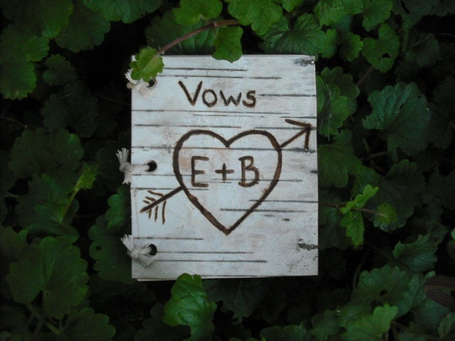 Birch bark mini journal for your wedding vows. Engraved with your initials. A nice addition to your nature themed wedding.