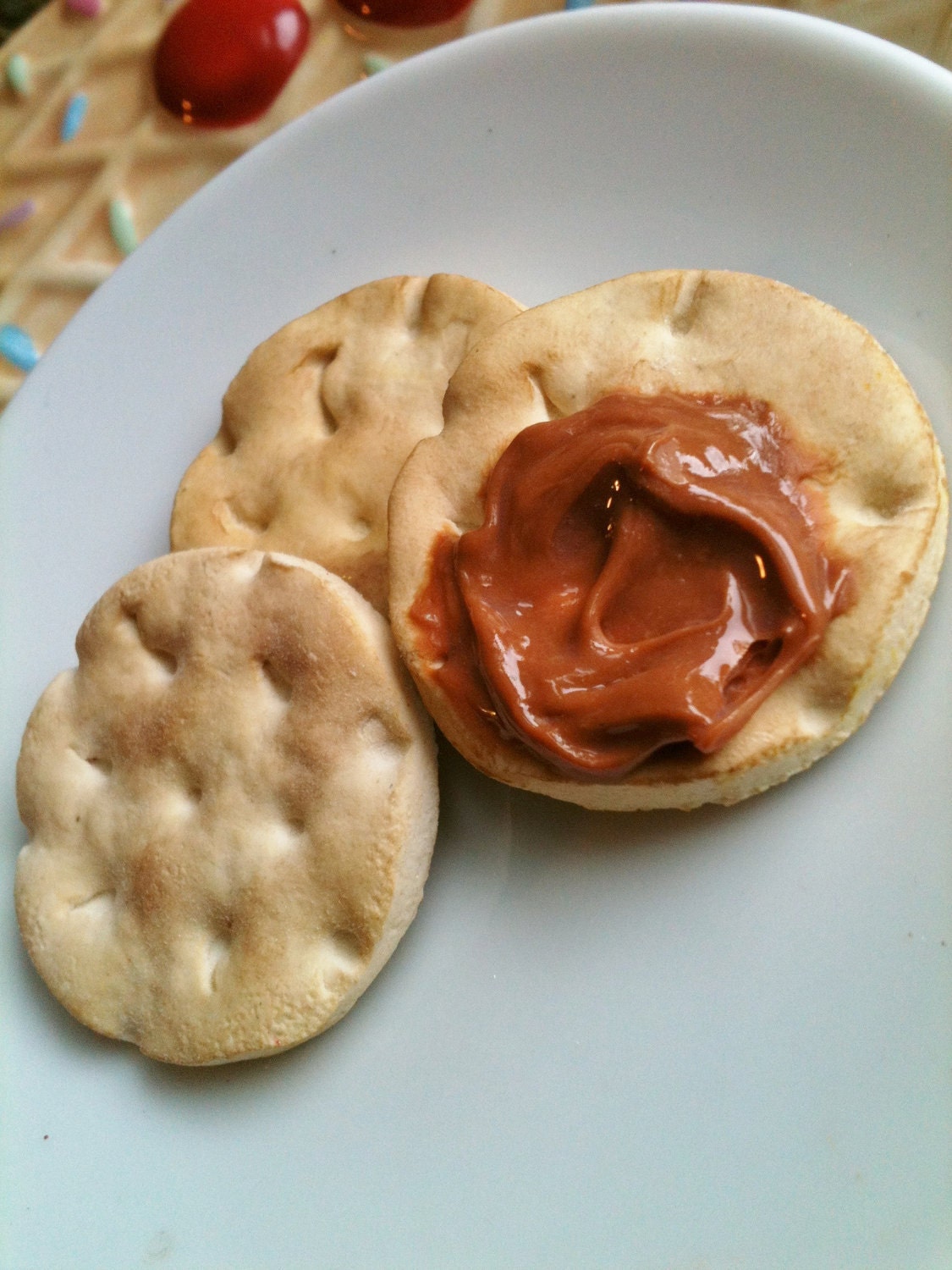 Doll Food Crackers with Peanut butter 18 inch doll food 3 pieces