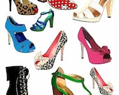 Im stepping out high heel shoes fashion clip art graphics digital download collage