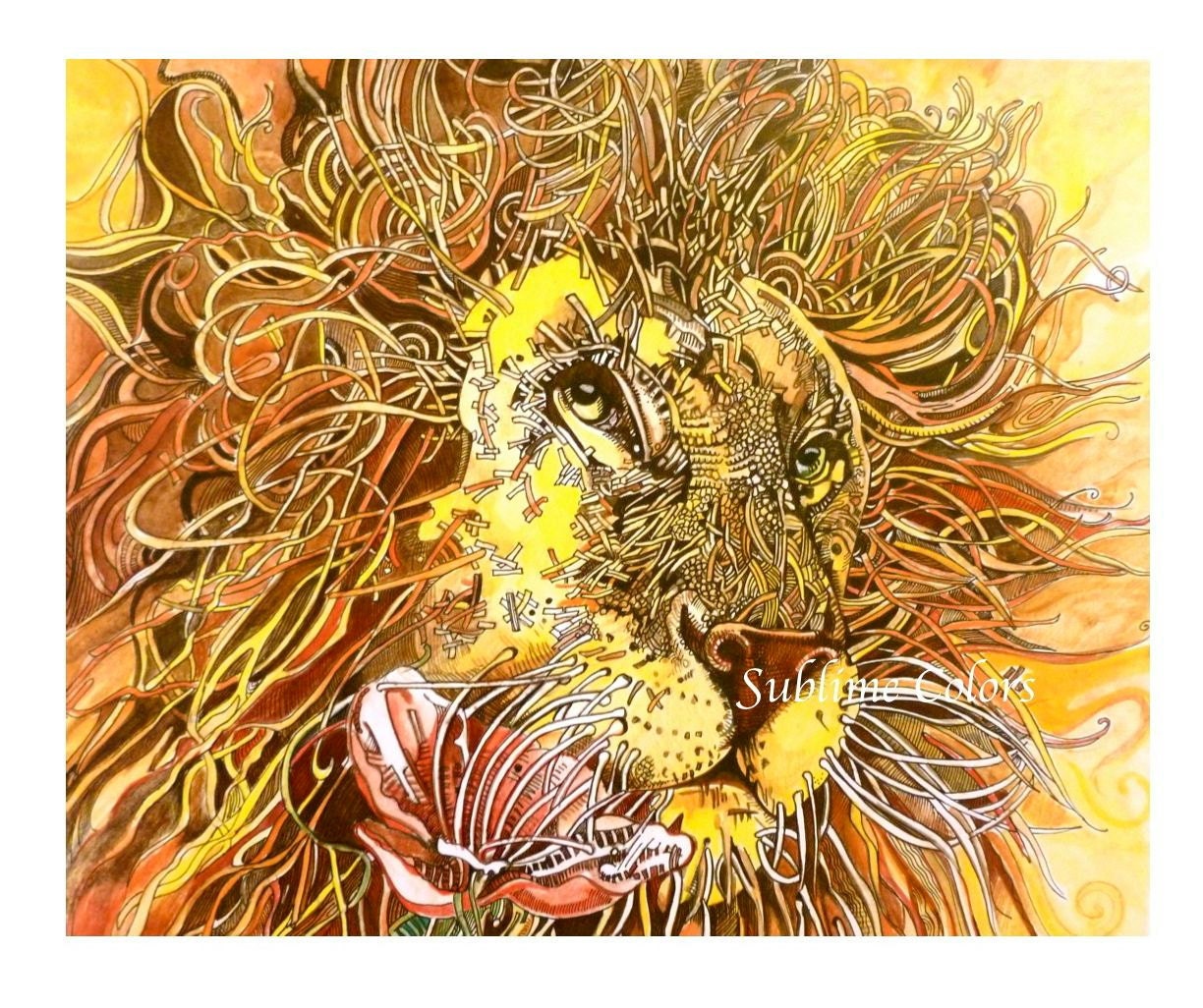 Lion Art print from original watercolor painting / safari / Africa / wall art / room decor / yellow / nursery wall art - sublimecolors
