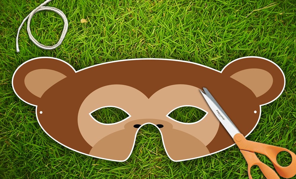 Monkey Halloween Mask, Party Mask, Printable PDF